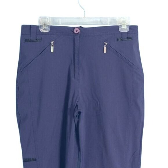 Jamie Sadock Size 10 Pants Womens Purple Button Closure High Waisted Zip Pockets - Picture 2 of 14